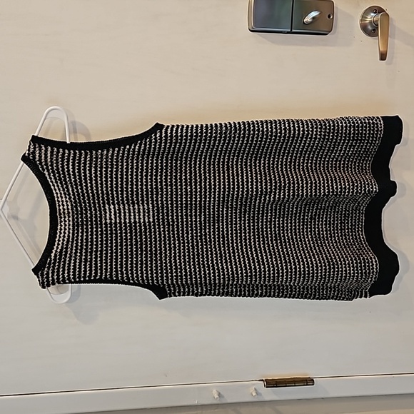 Eileen Fisher Black Tan Mesh Organic Cotton Linen Bateau Tank L Petite NWT - Picture 5 of 8